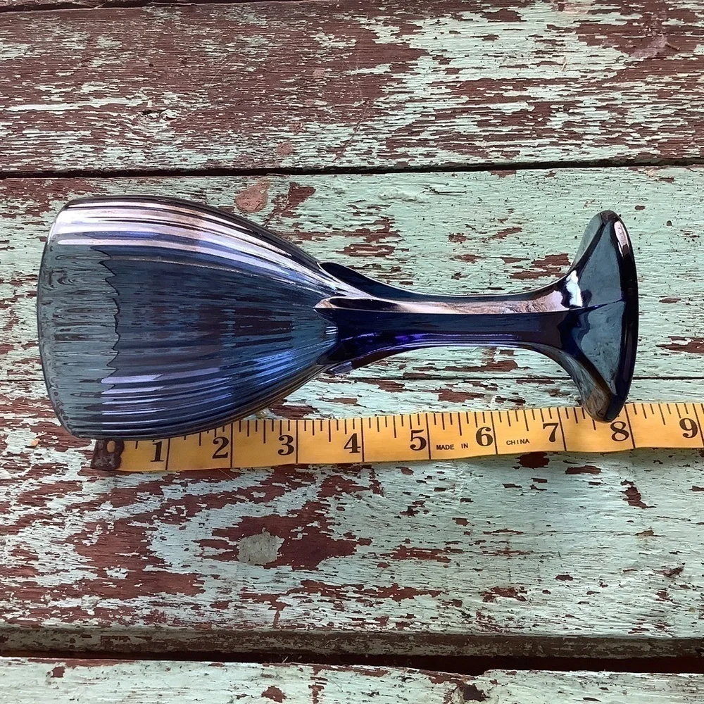 Vintage Blue Goblets Glasses Wedding Garden Party Kitchen